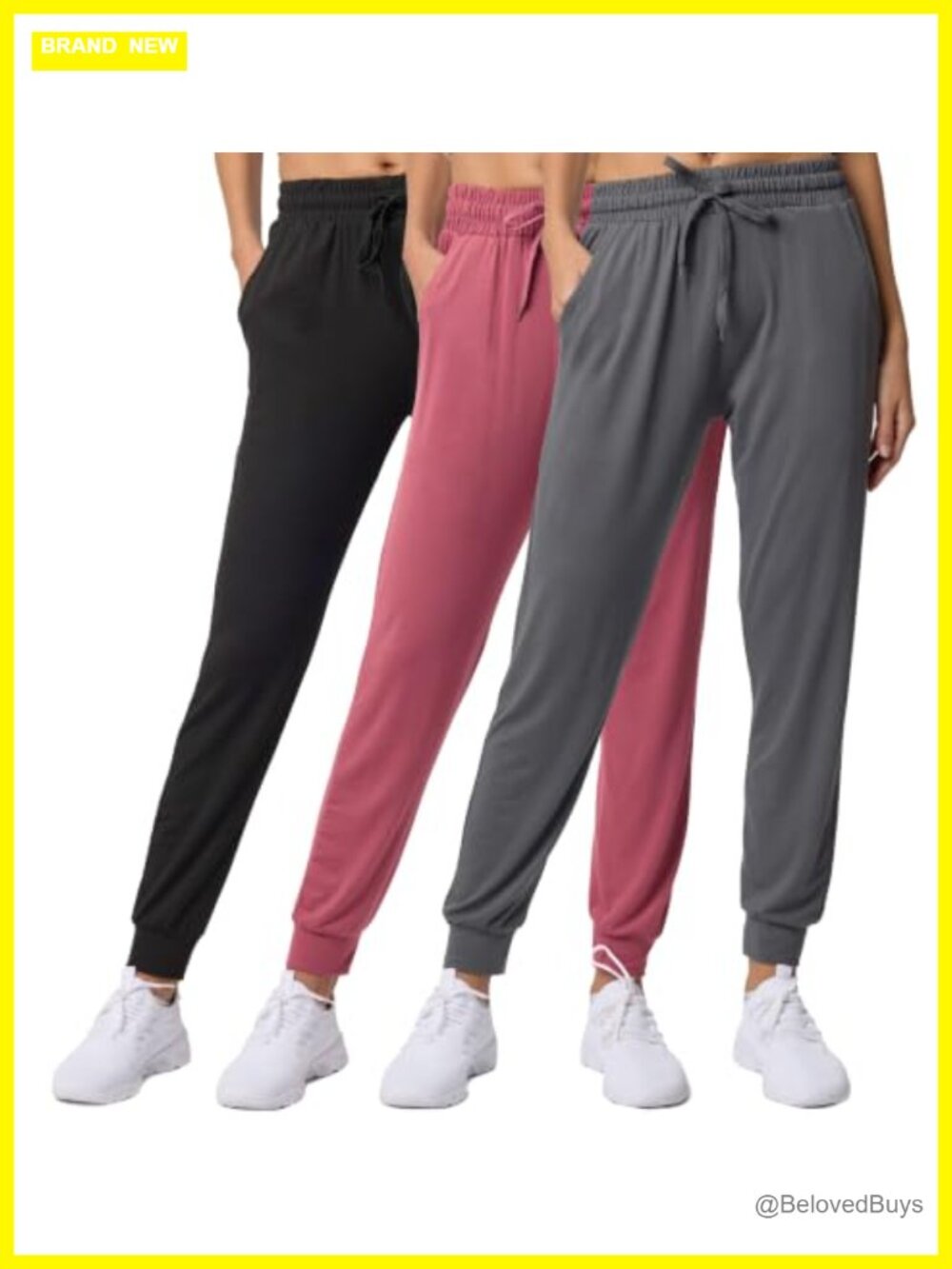 Women's 3 Pack Joggers Sweatpants Lounge Pants Drawstring Pockets